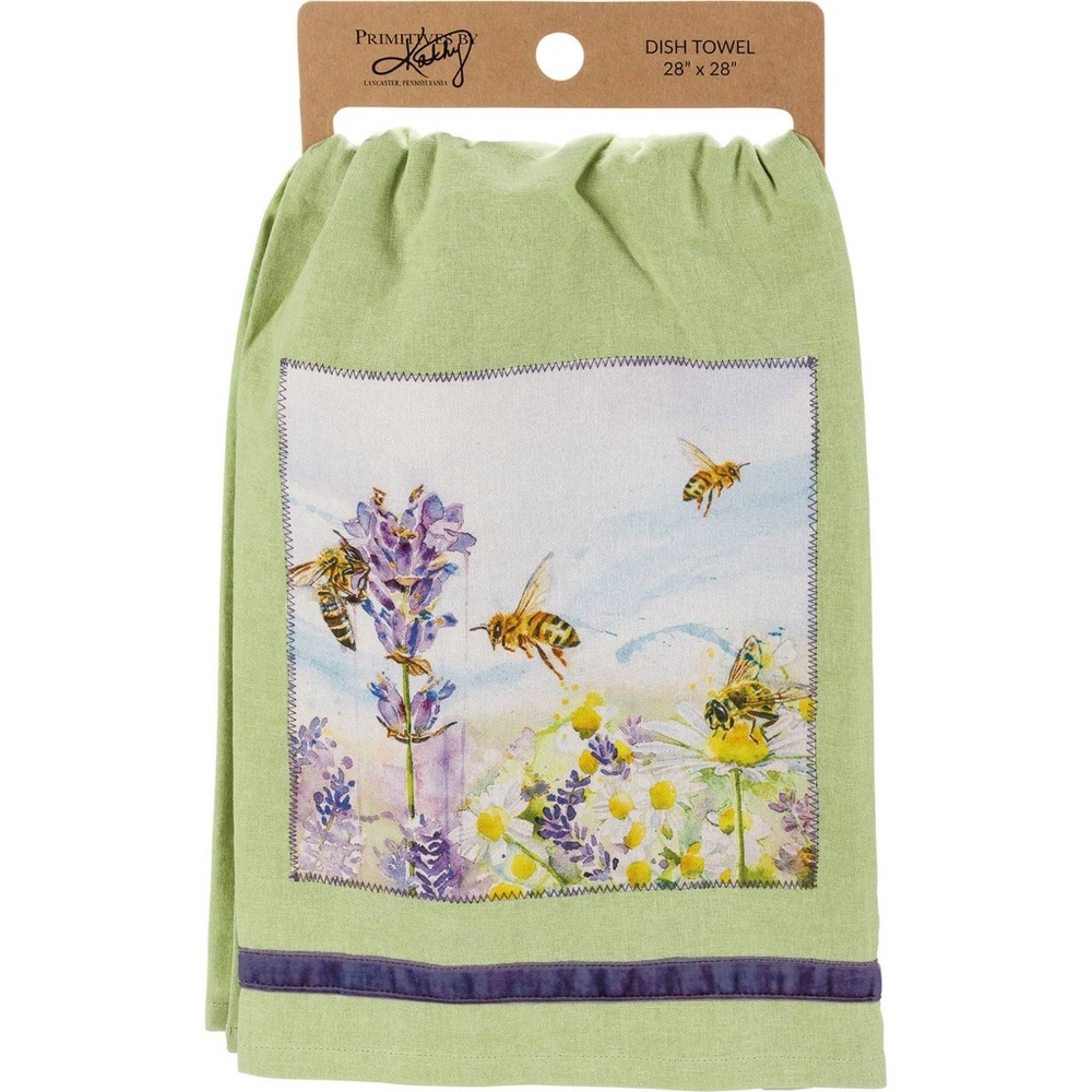 Lavender Bees Kitchen Towel Primitives by Kathy